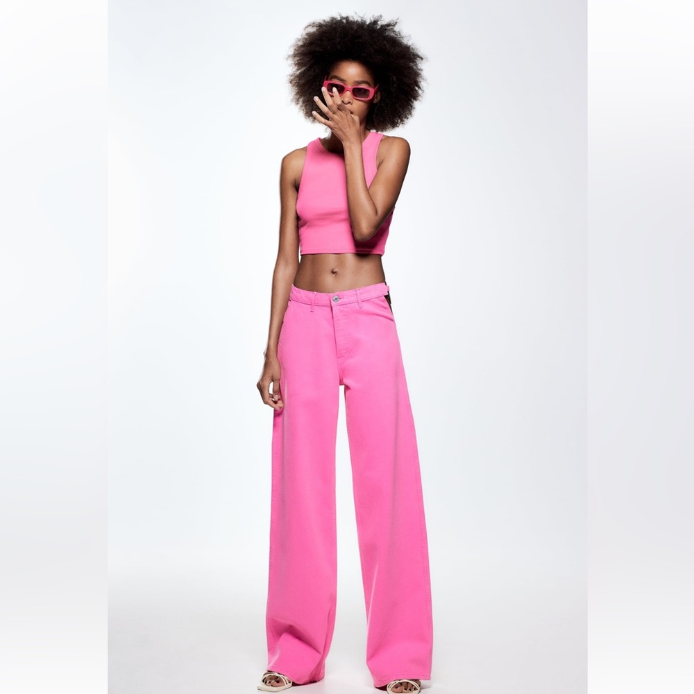 Zara Ribbed Crop Tank Size M | Fuchsia NWOT